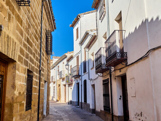 Cobblestone allley in Baeza, a village in Jaen province, Andalusia, Spain, Europe