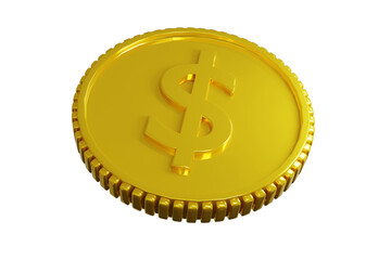 3D gold dollar coin