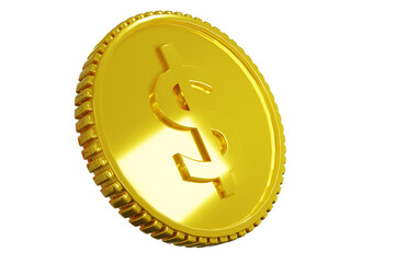 3D gold dollar coin