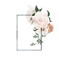 frame of rose flowers