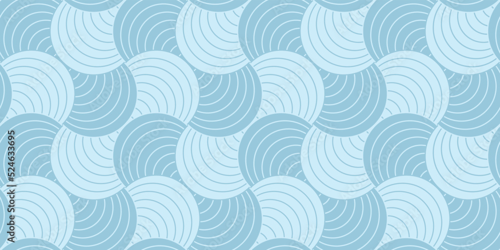 Aufkleber Background pattern seamless circle geometric abstract wave blue tone and line. Wave pattern seamless.