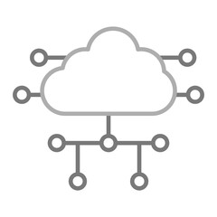 Cloud Computing Greyscale Line Icon