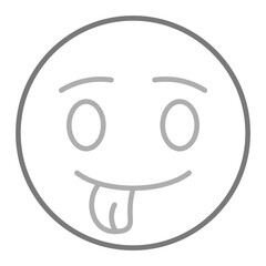 Tongue Out Greyscale Line Icon