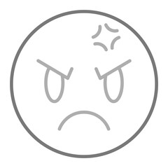 Angry Greyscale Line Icon