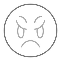 Scowl Greyscale Line Icon
