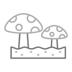 Mushroom Greyscale Line Icon