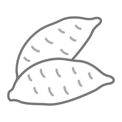 Sweet Potato Greyscale Line Icon