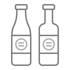 Wine Bottles Greyscale Line Icon