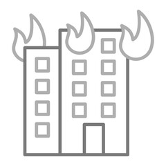 Building Fire Greyscale Line Icon