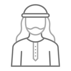 Arab Man Greyscale Line Icon