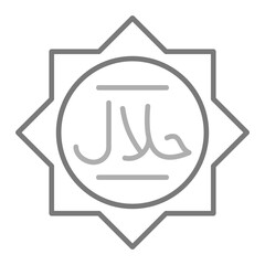Halal Greyscale Line Icon