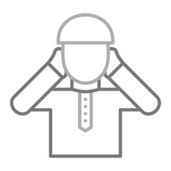 Adzan Greyscale Line Icon