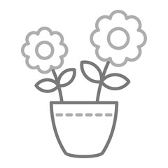 Flower Pot Greyscale Line Icon