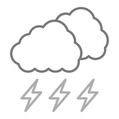 Thunder Greyscale Line Icon