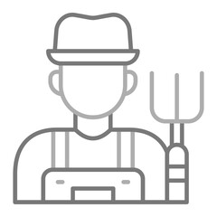 Farmer Greyscale Line Icon