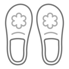 Slippers Greyscale Line Icon