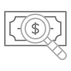 Loupe Money Greyscale Line Icon