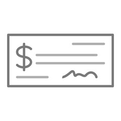 Cheque Greyscale Line Icon