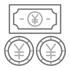 Yen Currency Greyscale Line Icon