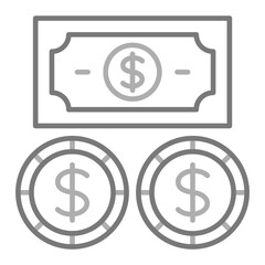 Dollar Currency Greyscale Line Icon