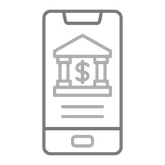 Mobile Banking Greyscale Line Icon
