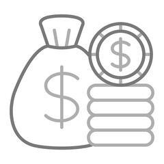 Money Bag Greyscale Line Icon