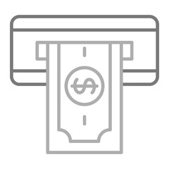 Cash Withdrawal Greyscale Line Icon
