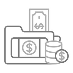 Money Folder Greyscale Line Icon