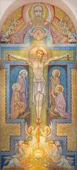 Poster ANNECY, FRANCE - JULY 11, 2022: The mosaic of Holy Trinity on the main altar of Basilique de la Visitation church by workroom  from Venice and Briare from 20. cent.. © Renáta Sedmáková