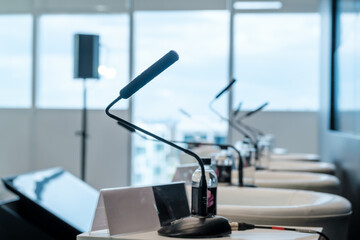Table microphone at conference hall