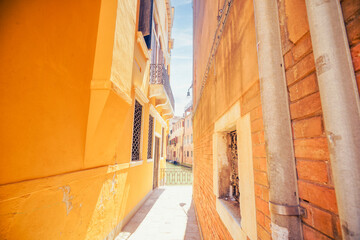 Fototapeta na wymiar Yellow brick buildings in Venice, Italy