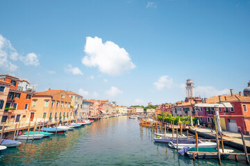 Fototapeta na wymiar Fishing boats in the water in Venice
