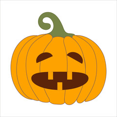 Pumpkin with cutouts for Halloween with a cheerful emotion