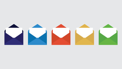 Message letter mail symbol. open mail envelope icon set.