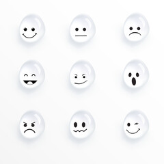 set cute symbol of waterdrop emoticon