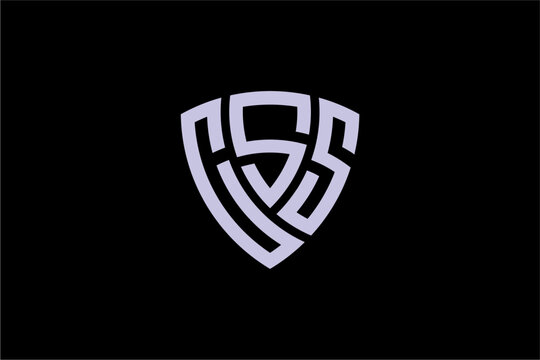 CSS creative letter shield logo design vector icon illustration