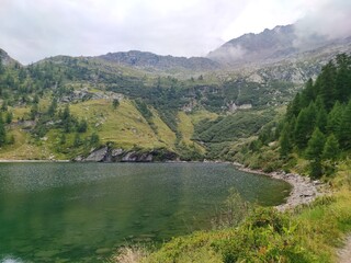 Fototapeta na wymiar The Frudière lakes in the Aosta Valley, hiking in Italy