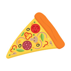 Vector pizza slice isolated on white background. Fast food Illustration