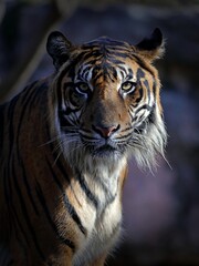 斜光を浴びる美しいスマトラトラ