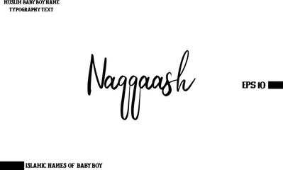 Naqqaash Muslim Men's Name Stylish Cursive Typography Text 