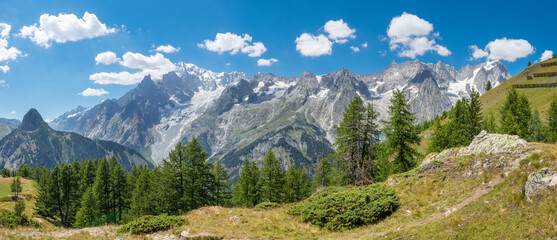 The panorama of Mont Blanc massif   and Grand Jorasses.