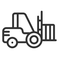Wheel loader with box - icon, illustration on white background, outline style