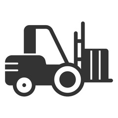 Wheel loader with box - icon, illustration on white background, glyph style