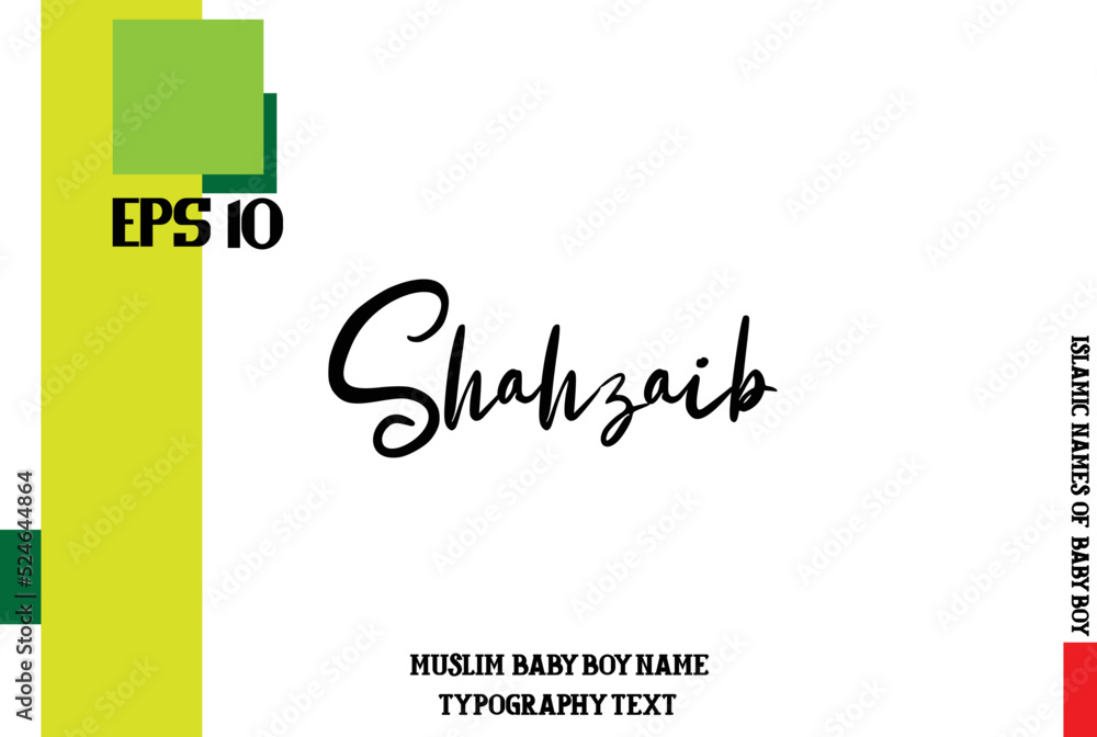 Poster shahzaib muslim men's name stylish cursive typography text