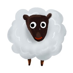 Sheep smile cartoon illustration on white background.