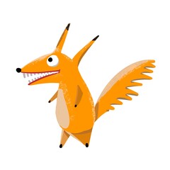 Wolf cartoon illustration on white background.