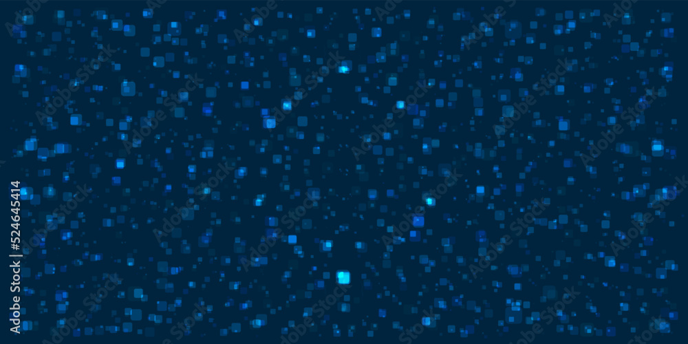 Poster abstract blue geometric pattern - many random placed squares of various sizes, modern style texture 