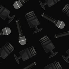 Seamless pattern with microphones.Music print.