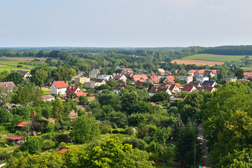 Fototapeta na wymiar Frombork town panorama as seen from the tower of The Cathedral complex