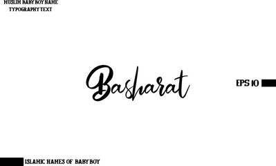 Cursive Text Typography of Baby Boy Arabic Name Basharat